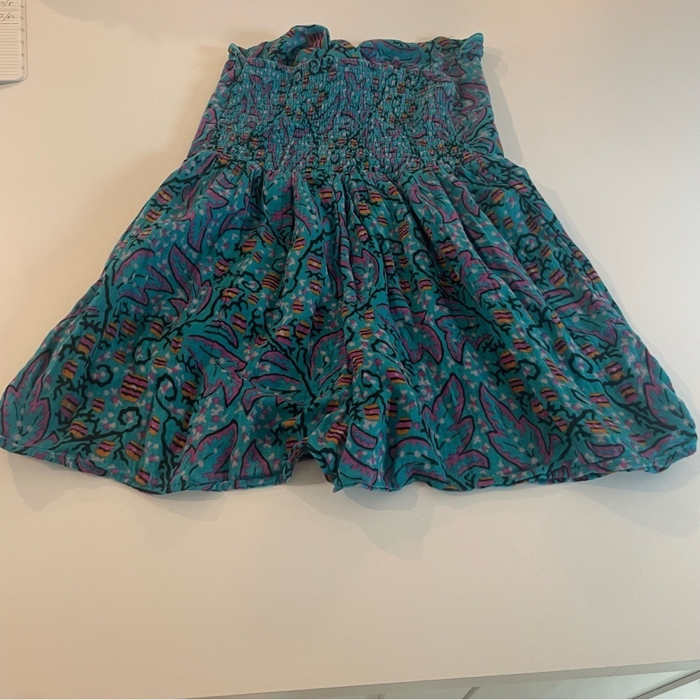 New! Anthropologie The Nixie Blue Floral Strapless Shorts Romper 27023 - Picture 3 of 9